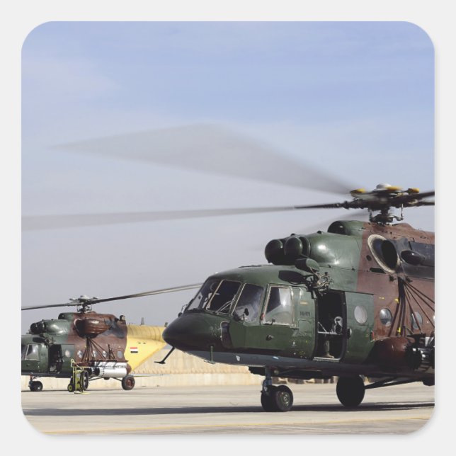 Two Iraqi Mi-17 Hip Helicopters Square Sticker (Front)