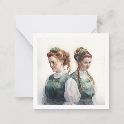 Two Irish girls in traditional dress Note Card