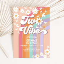 Two is a Vibe 2nd Groovy Rainbow Birthday