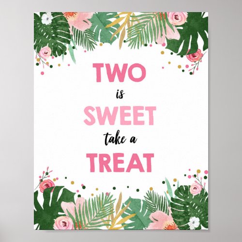 Two is Sweet Tropical Safari Girl Birthday Sign