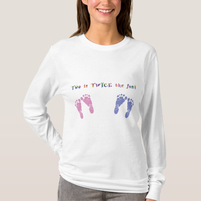 Two is twice the fun - twin boy and girl T-Shirt (Front)