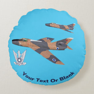 Two Israeli Super Mystères Round Pillow