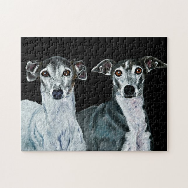 Two Italian Greyhounds Painting Jigsaw Puzzle (Horizontal)