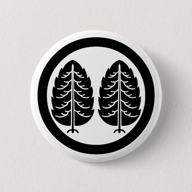 Two Japanese cedars in circle Pinback Button (Front)