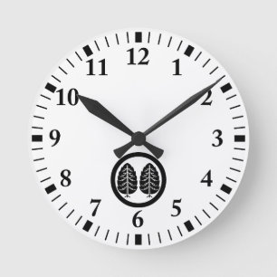 Two Japanese cedars in circle Round Clock