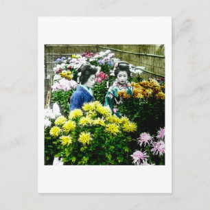 Two Japanese Geisha at a Flower Show Yokohama Postcard