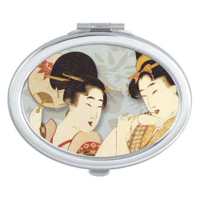 Two Japanese Geishas Makeup Mirror (Front)