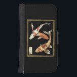 Two Japanese Koi Goldfish on Black Background Galaxy S4 Wallet Case<br><div class="desc">This image represents two bright colorful orange Koi Goldfish on stylish black background. This contemporary fine art print of a traditional Japanese and oriental inspired details will add character to any Zazzle product.</div>