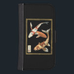 Two Japanese Koi Goldfish on Black Background Galaxy S4 Wallet Case<br><div class="desc">This image represents two bright colorful orange Koi Goldfish on stylish black background. This contemporary fine art print of a traditional Japanese and oriental inspired details will add character to any Zazzle product.</div>