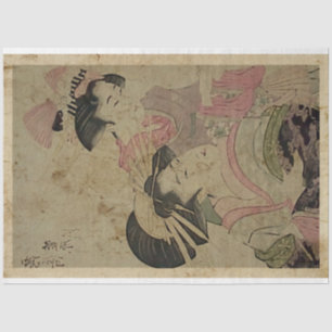 Two Japanese Ladies Woodblock Print Ukiyo Style Tissue Paper