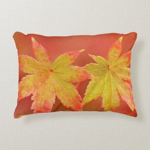 Two Japanese Maple Leaves Decorative Pillow