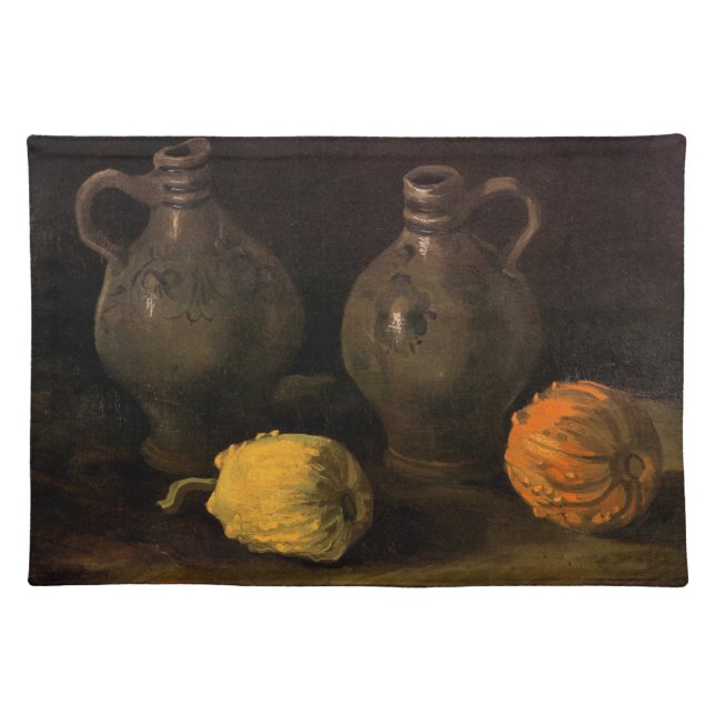 Two Jars and Two Pumpkins by Vincent van Gogh Cloth Placemat (Front)
