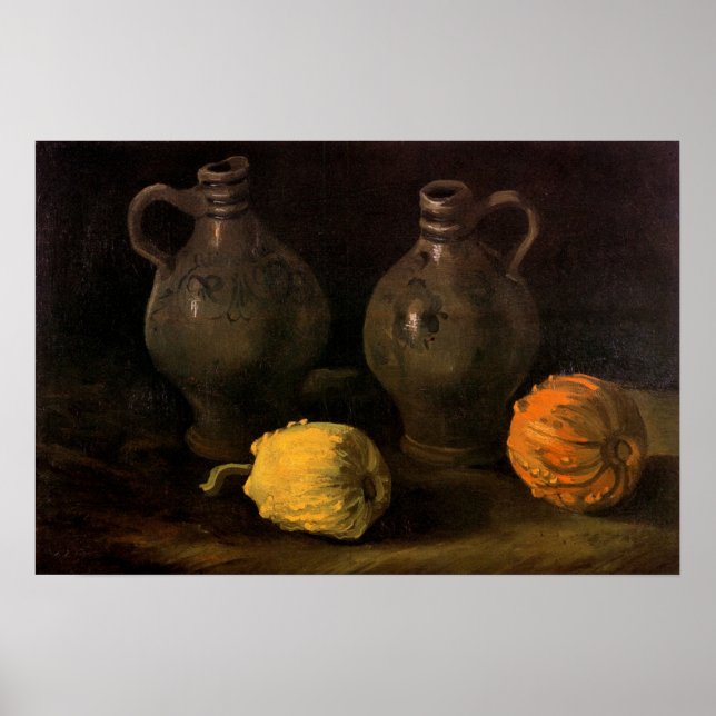 Two Jars and Two Pumpkins by Vincent van Gogh Poster (Front)