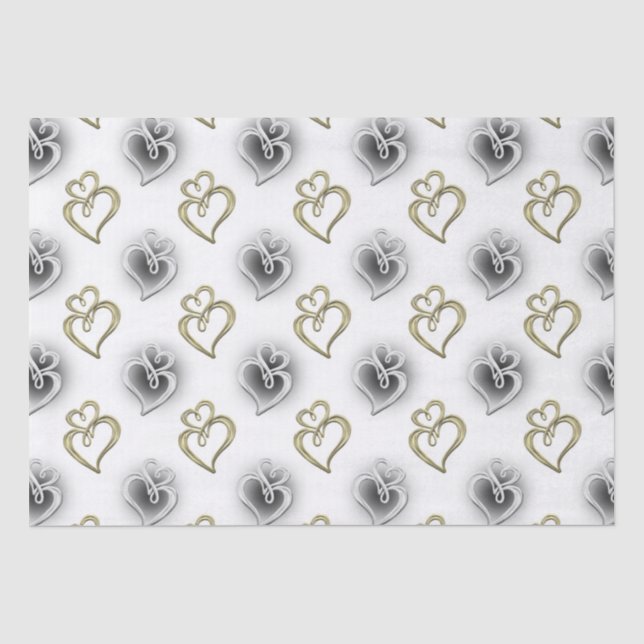 two jeweled hearts Wedding elegant party tissue Tissue Paper (Front)