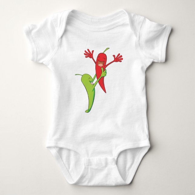 Two Joyful Chili Pepper Lovers Baby Bodysuit (Front)