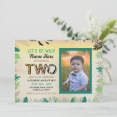 Two Jungle 2nd Birthday Party Safari ZOO Photo Invitation (Standing Front)