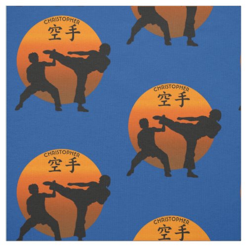Two Karate Fighters With Rising Sun Fabric