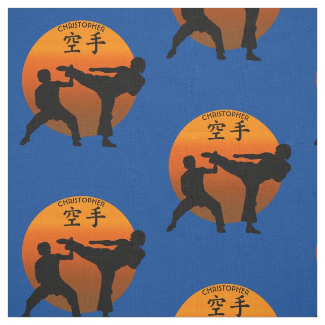 Two Karate Fighters With Rising Sun Fabric (Swatch)