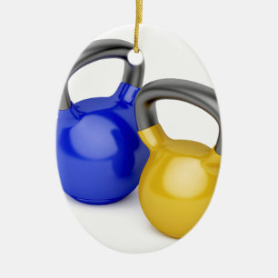 Two kettlebells ceramic ornament