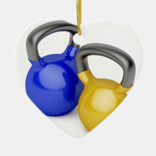 Two kettlebells ceramic ornament