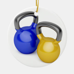 Two kettlebells ceramic ornament