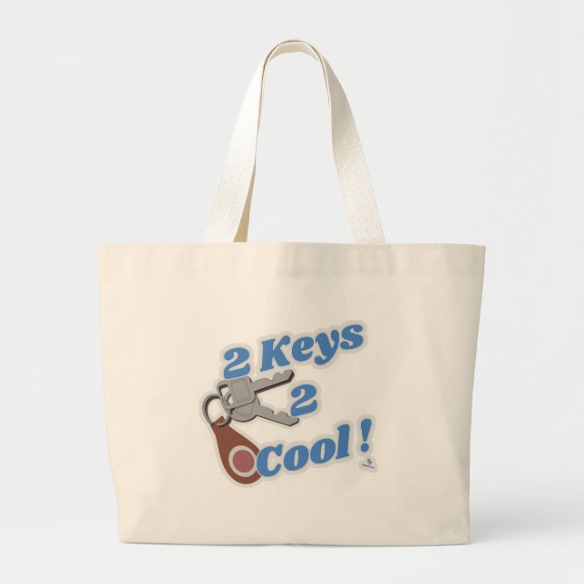 Two Keys 2 Cool Classic Car Logo Large Tote Bag (Front)