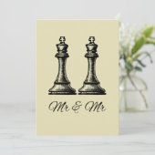 Two Kings Gay Wedding Invitation (Standing Front)