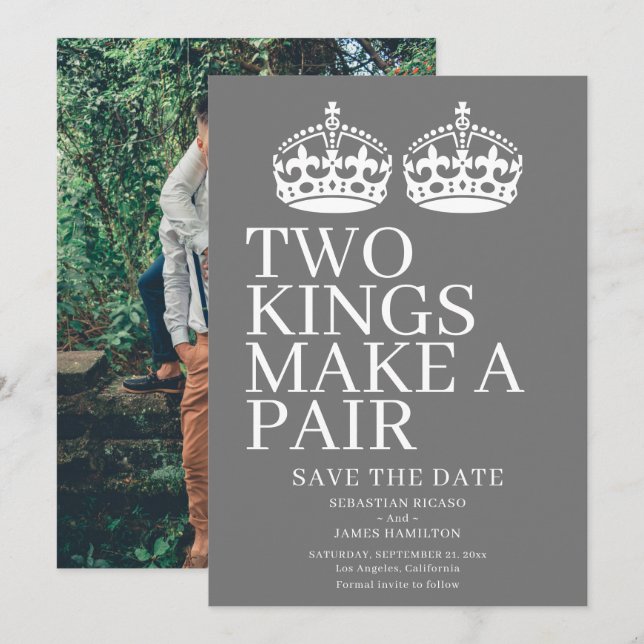 Two Kings Make A Pair Gay Wedding Announcement (Front/Back)