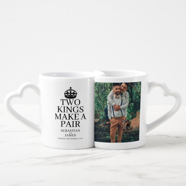 Two Kings Make A Pair Gay Wedding Coffee Mug Set (Front Nesting)