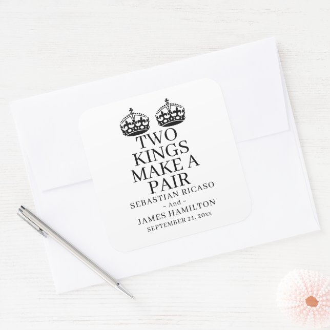 Two Kings Make A Pair Gay Wedding  Square Sticker (Envelope)