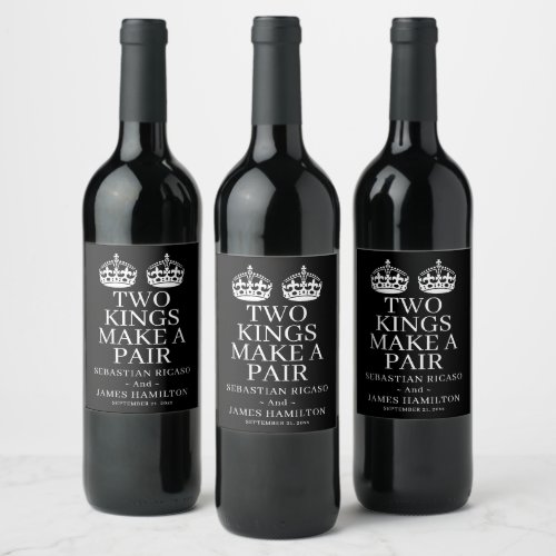 Two Kings Make A Pair Gay Wedding Wine Label