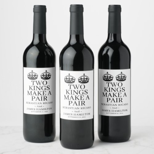 Two Kings Make A Pair Gay Wedding Wine Label