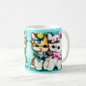 two kittens and lots of flowers coffee mug (Front Right)