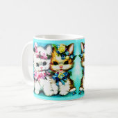 two kittens and lots of flowers coffee mug (Front Left)