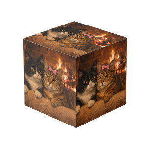 Two Kittens in a Cardboard Box Custom Photo Cube