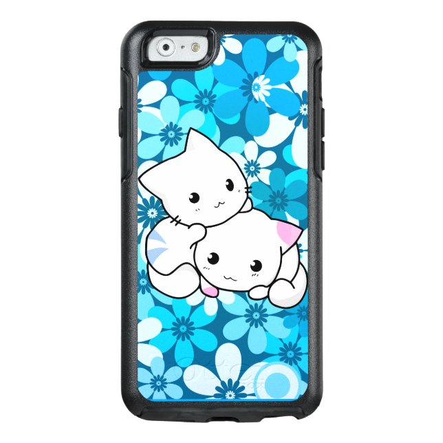 Two Kittens on Blue Background Otterbox iPhone Case (Back)