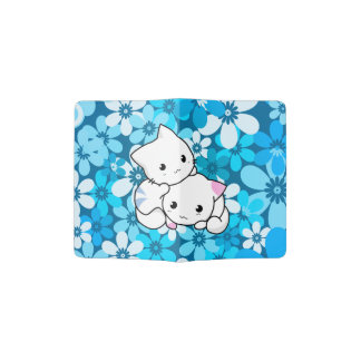 Two Kittens on Blue Background Passport Holder