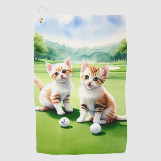 Two Kittens Playing Golf Towel (Front)