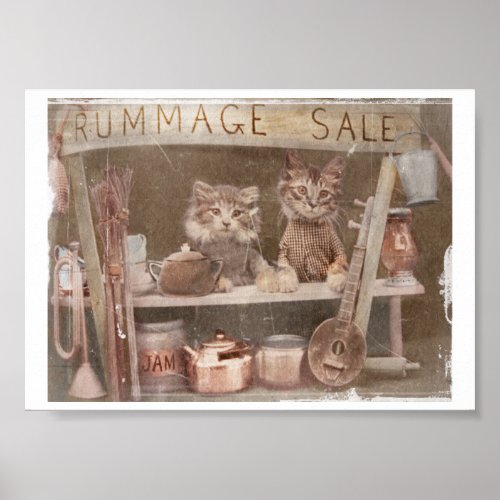 Two Kitties Having a Rummage Sale Poster