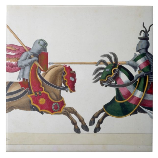 Two knights at a tournament, plate from 'A History Ceramic Tile (Front)