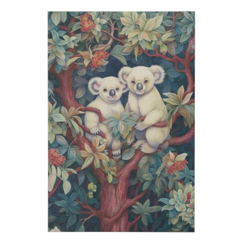 Two Koalas Up a Gum Tree Faux Canvas Print