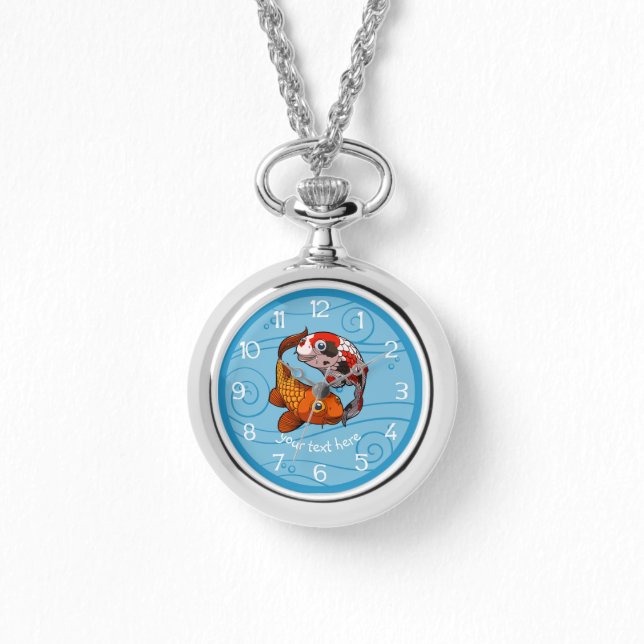 Two Koi Carp Fish Friends Swimming Cartoon Watch (Front)