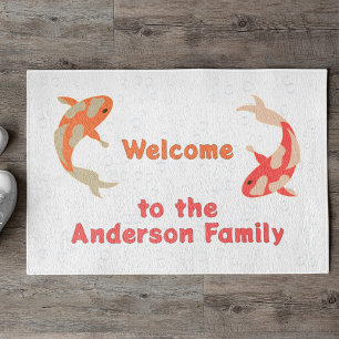 Two Koi in Orange and Red Doormat