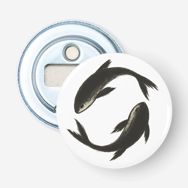 Two Koi – Ink Brush Fish on Bottle Opener (Front)