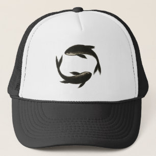 Two Koi – Minimalist Ink Brush Fish on Tote Bag Trucker Hat
