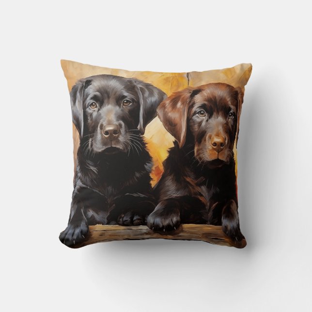  Two labrador puppies Throw Pillow (Front)