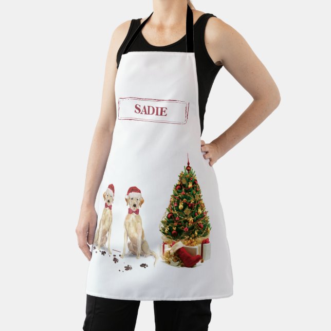 Two Labrador Retrievers Funny Christmas Dog Apron (Insitu)