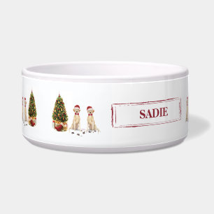 Two Labrador Retrievers Funny Christmas Dog Bowl