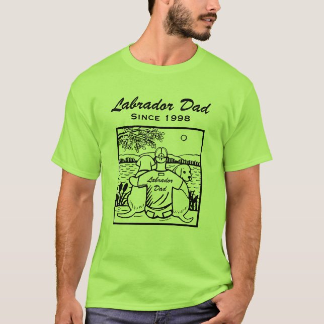 Two Labradors and Dad T-Shirt (Front)