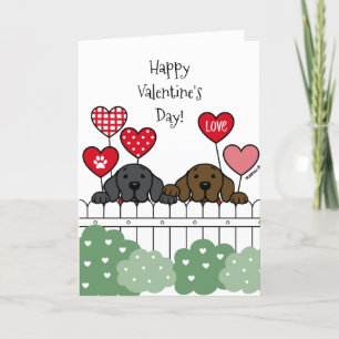 Two Labradors Watching Cartoon Valentine Holiday Card